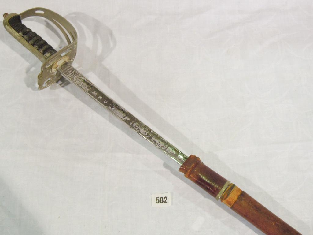 Appraisal: A Victorian officer's ceremonial sword belonging to the Cameronians fifth