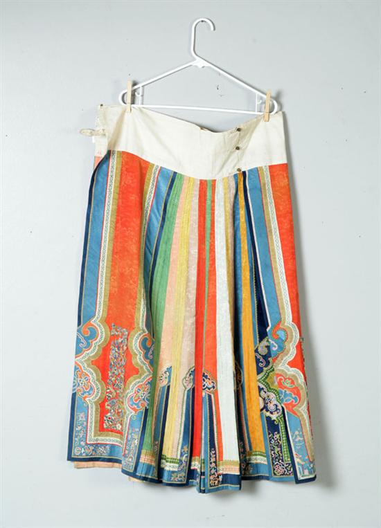 Appraisal: SKIRT China th century silk Pleated multicolored striped skirt with