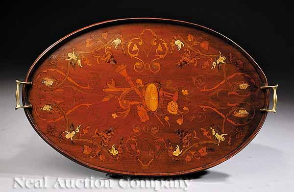 Appraisal: A Good George III Mahogany and Marquetry Tray c centered