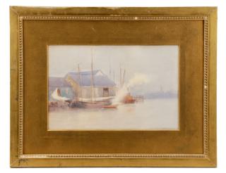 Appraisal: J Ambrose Pritchard Calm Harbor Watercolor J Ambrose Pritchard American