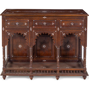 Appraisal: A Syrian Carved and Mother-of-Pearl Inlaid Walnut Console Table th