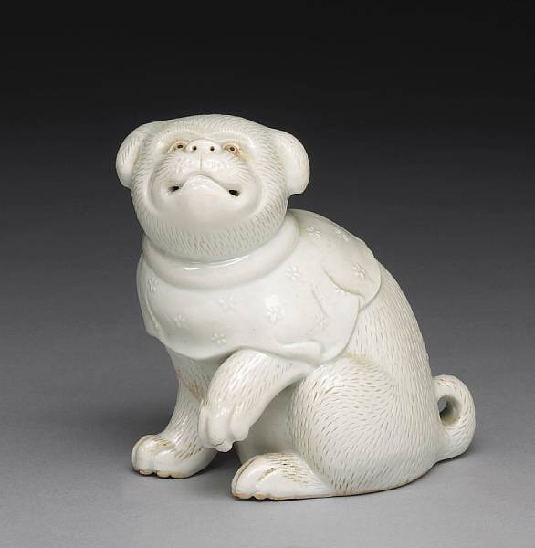 Appraisal: A Hirado porcelain model of a puppy The white glazed