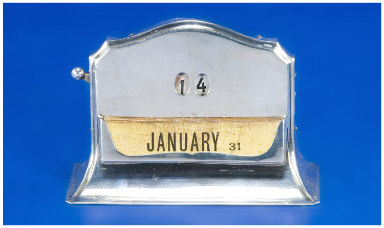 Appraisal: Silver Desk Top Calendar Hallmarked Birmingham Measures inches high x