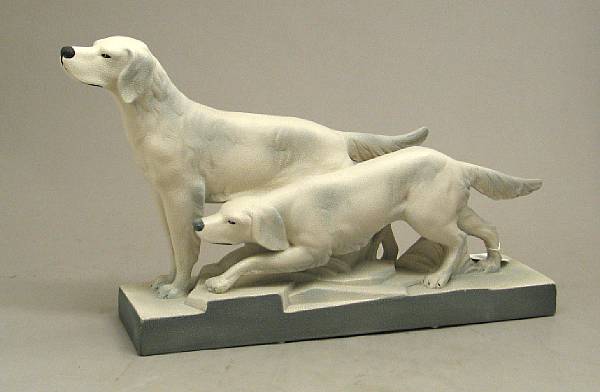 Appraisal: An Art Deco style ceramic group of two English setters