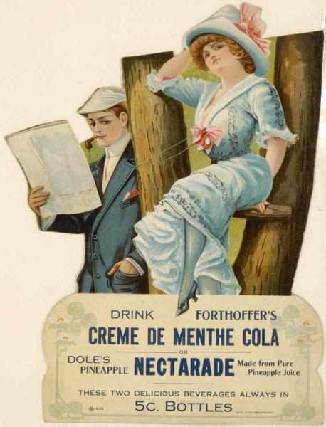 Appraisal: Creme de Menthe Cola Easel Back Display Card Description Beautiful