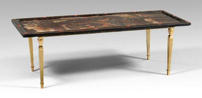 Appraisal: Chinese lacquer coffee table lacquer panel now fitted as coffee