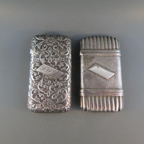 Appraisal: Sterling Silver Match Safes wrapped cigars Art Nouveau floral both