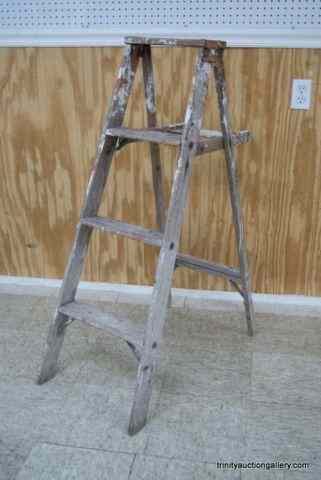 Appraisal: Vintage Wooden ' Step LadderUsed by retired painter - wall