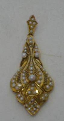 Appraisal: A VICTORIAN PENDANT the yellow gold openwork ground set with