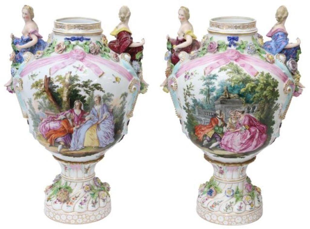 Appraisal: pair Dresden porcelain vases Carl Thieme Potschappel late th early