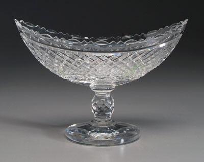 Appraisal: Waterford center bowl boat shaped diamond cut sides Waterford mark