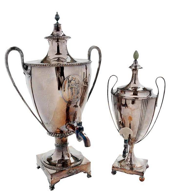 Appraisal: Two Silver Plate Hot Water Urns both probably English urn