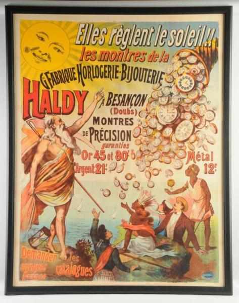 Appraisal: Framed French Time Poster Description Framed under glass Great topic