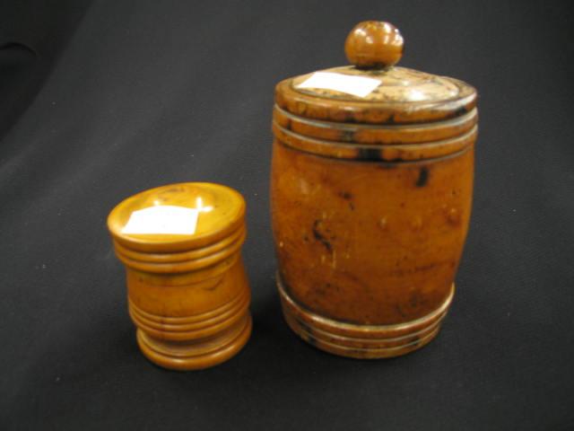 Appraisal: Wooden Cannisters tobacco spice sizes to Victorian