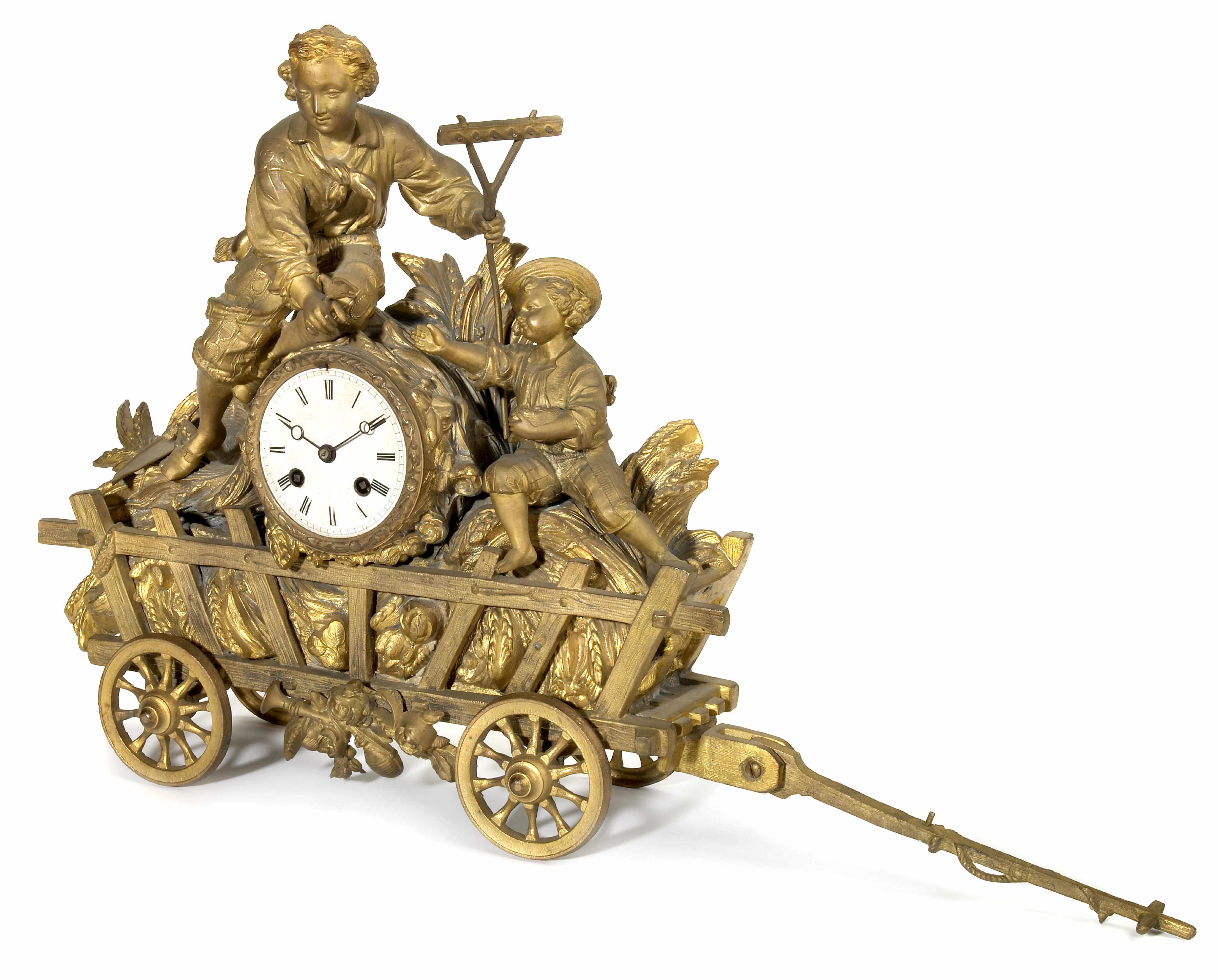 Appraisal: A French figural gilt bronze and gilt metal mantel clock