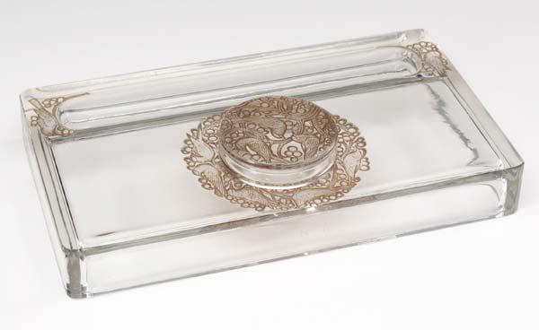 Appraisal: RENE LALIQUE Colbert inkwell of clear and frosted glass with