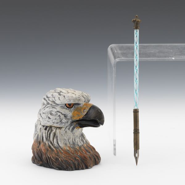 Appraisal: COLD PAINTED AMERICAN BALD EAGLE INKWELL WITH FRENCH BRONZE AND