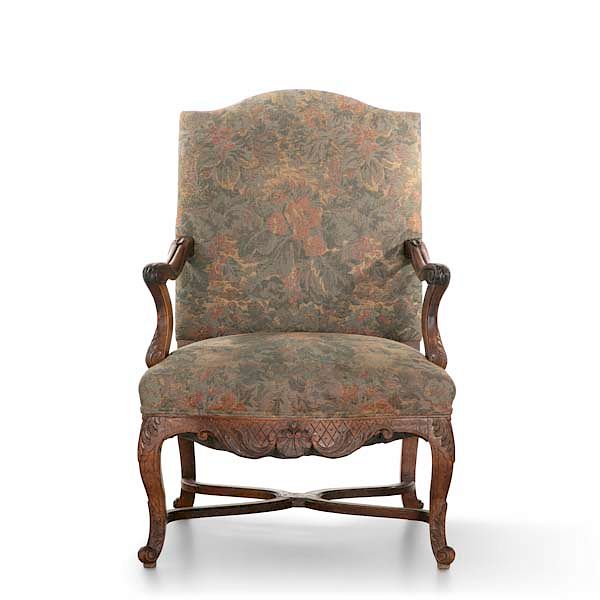 Appraisal: A Louis XV style walnut armchair th century A Louis