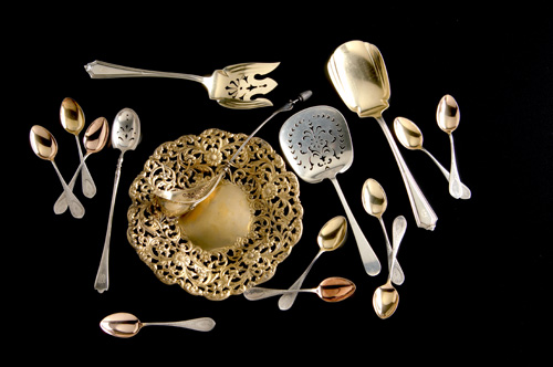 Appraisal: Galt Sons gilded sterling bonbon dish and fifteen pieces of