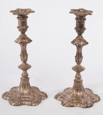 Appraisal: A pair of Victorian silver candlesticks Robert Garrard London with