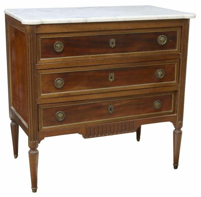 Appraisal: French Louis XVI style marble-top mahogany commode early th c