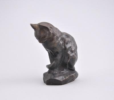 Appraisal: Antoine-Louis Barye French - Chat Miniature bronze with brown patina