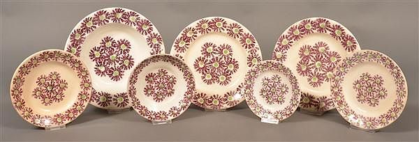 Appraisal: Seven Pieces of Stick Spatter Ironstone China Seven Pieces of