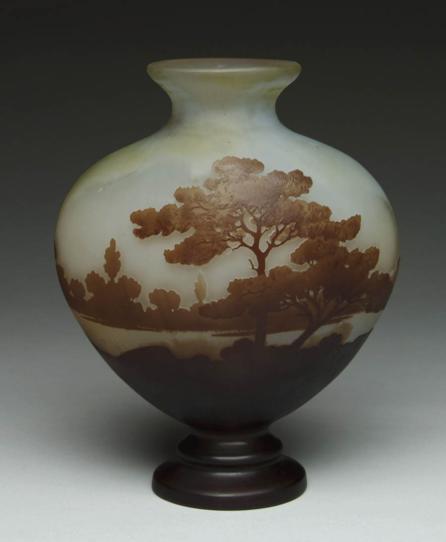 Appraisal: GALL FRENCH CAMEO VASE Scenic vase with brown trees green