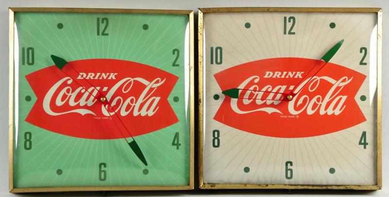 Appraisal: Lot of s Coca-Cola Electric Clocks Only light surface rust