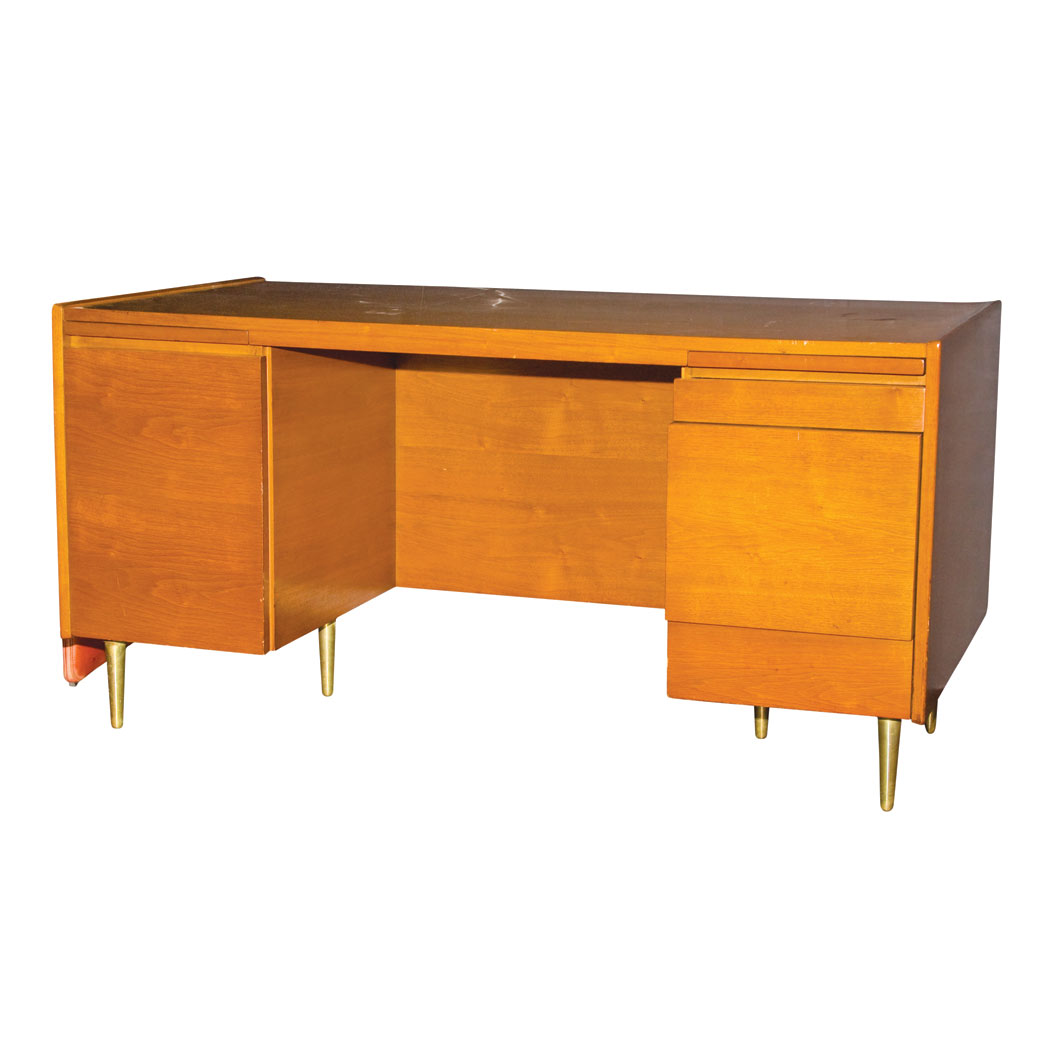 Appraisal: Danish Modern Style Fruitwood Desk Height inches width inches depth