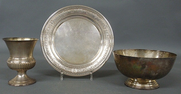 Appraisal: - Three pieces of sterling silver tableware TI Revere bowl