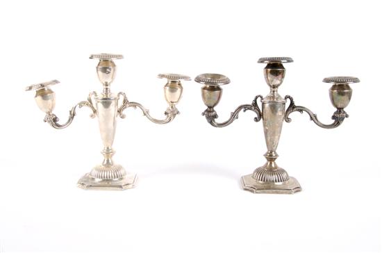 Appraisal: A Pair of American Sterling Silver Three-Light Candelabras Hunt Silver