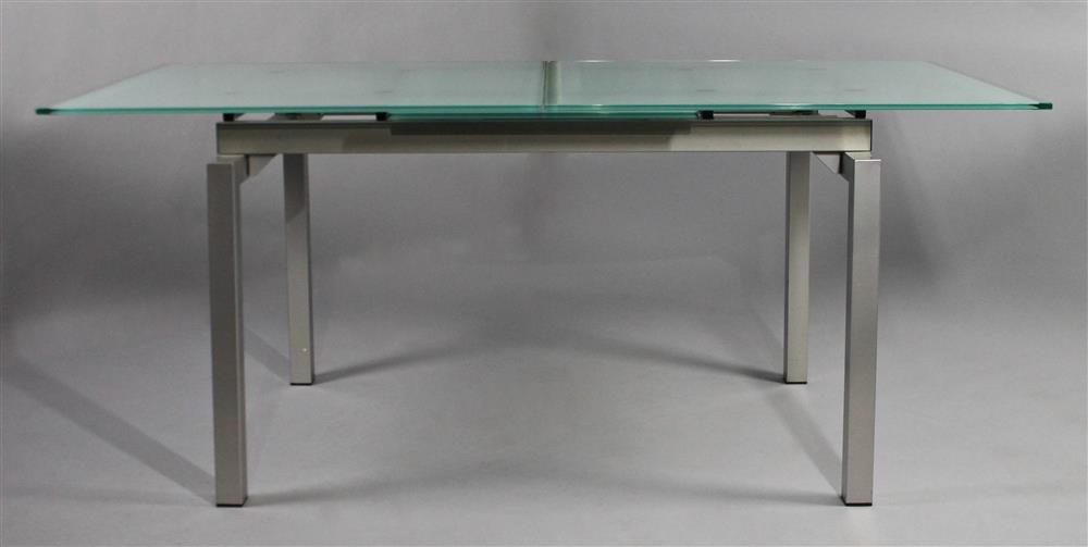 Appraisal: CALLIGARIS RUNWAY EXPANDING TABLE WITH THREE TEMPERED GLASS LEAVES Calligaris