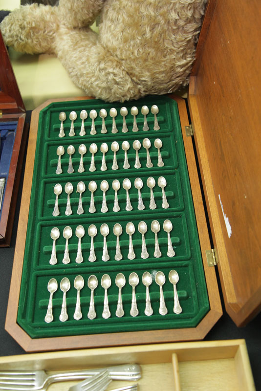 Appraisal: STERLING SILVER MINIATURE STATE SOUVENIR SPOONS Fifty sterling spoons having