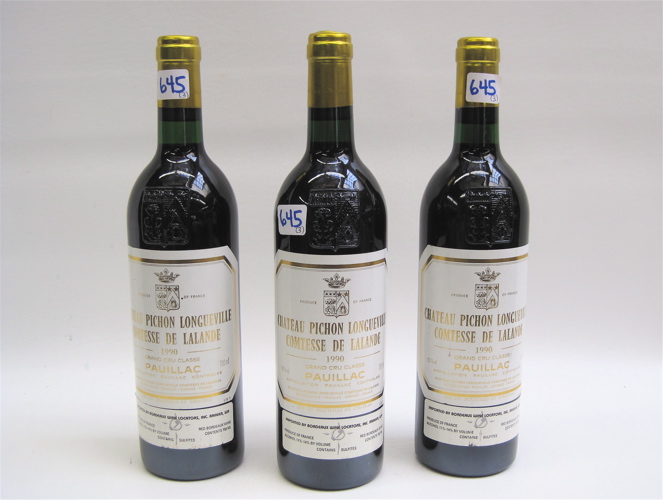 Appraisal: THREE BOTTLES OF VINTAGE FRENCH RED BORDEAUX WINE Chateau Pichon