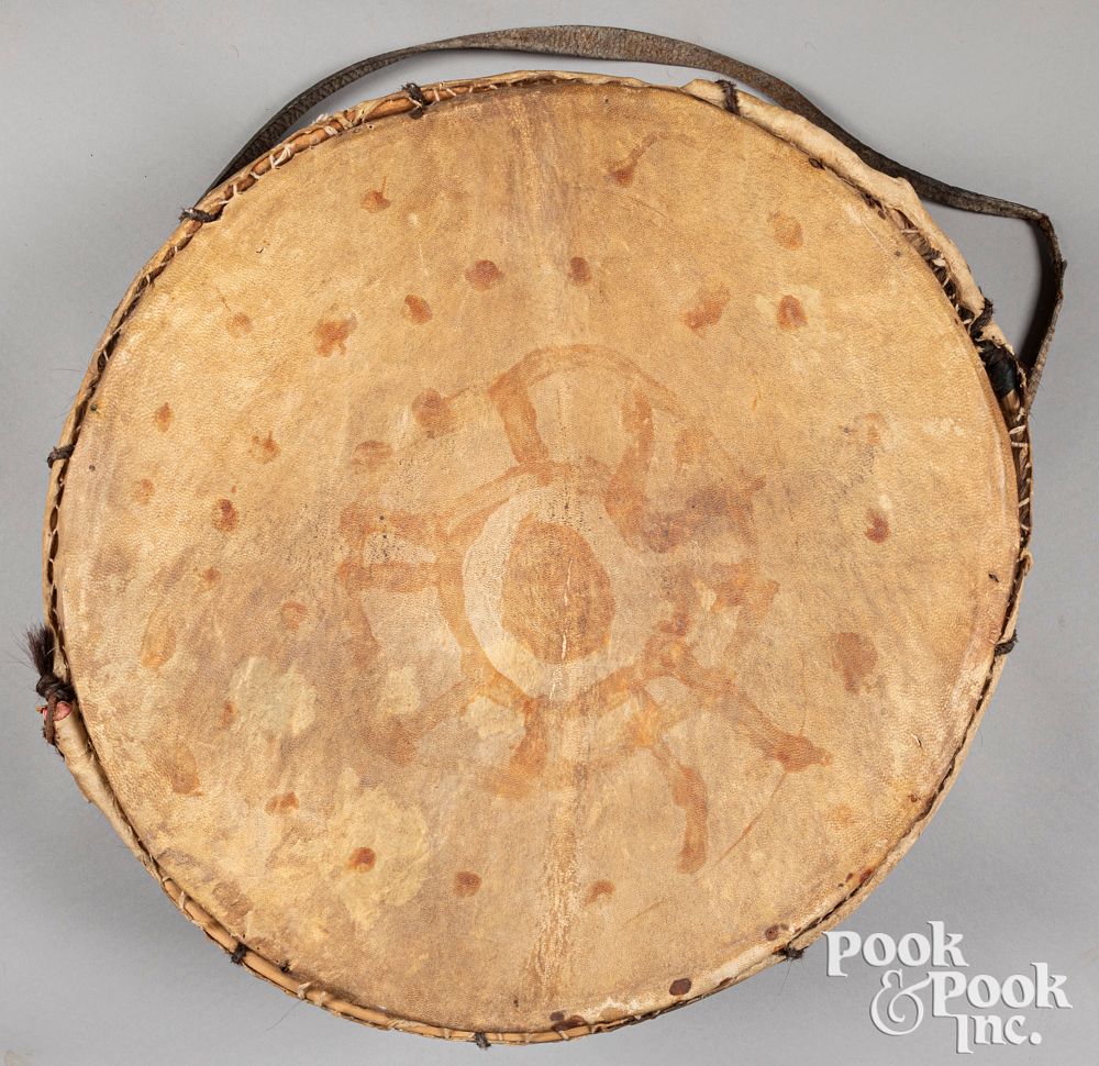 Appraisal: Native American Indian hide drum Native American Indian hide drum