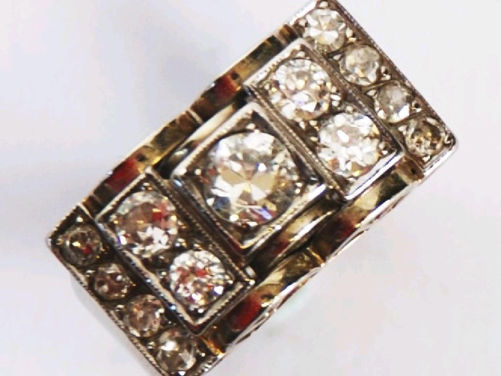 Appraisal: ct WHITE GOLD AND DIAMOND ART DECO COCKTAIL RING with