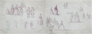 Appraisal: Unknown Artist A pair of pencil and red ink drawings