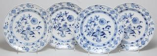 Appraisal: Meissen Porcelain Blue Onion Dinner Plates Undersides with crossed-swords mark