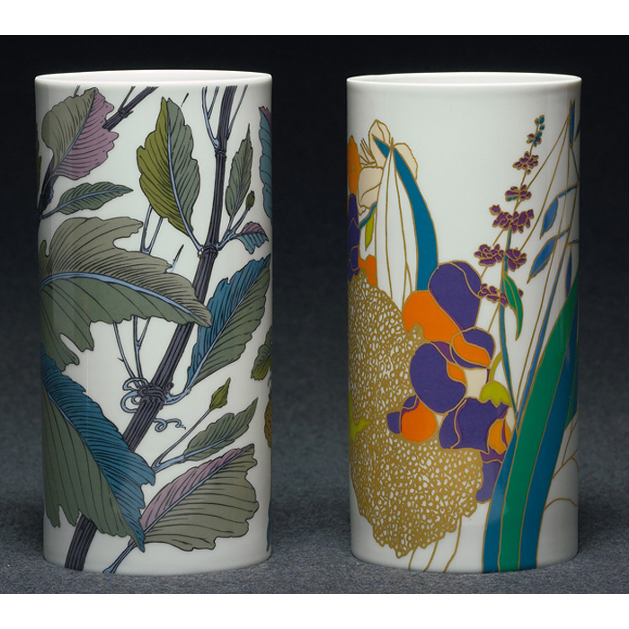 Appraisal: Decorative Rosenthal vases two Studio Line cylindrical shape with colorful