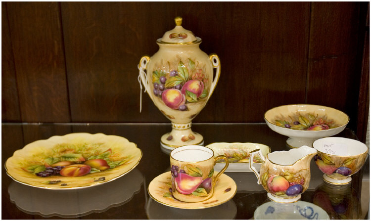 Appraisal: Set Of Six Pieces Aynsley All Decorated With Fruit Comprising