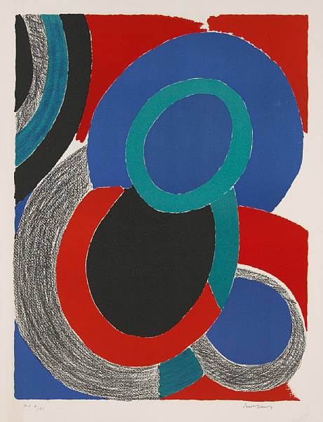 Appraisal: Sonia Delaunay French - Boule Noire c Lithograph in colors