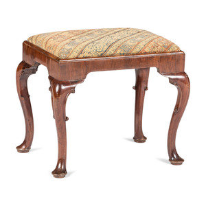 Appraisal: A George I Walnut Veneered Pad-Foot Stool Possibly English Circa