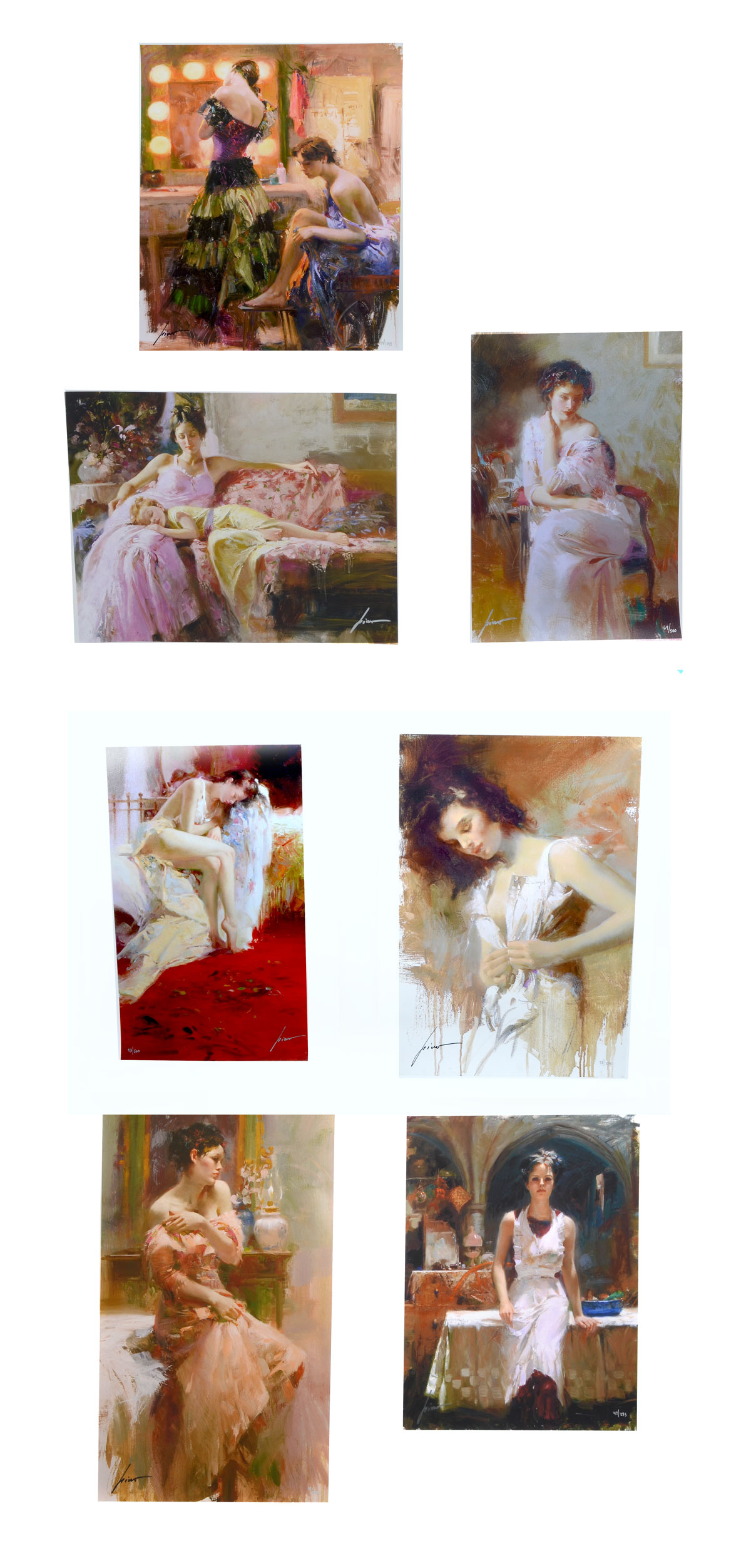 Appraisal: SEVEN-PIECE PINO GICLEE LOT Young Beauty Lamenting at her Bedside