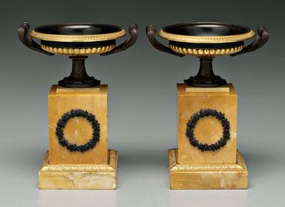 Appraisal: Pair Charles X bronze urns gilt and patinated bronze on