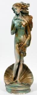 Appraisal: CHALK WARE FIGURE OF SEMI NUDE GIRL ON SHELL H