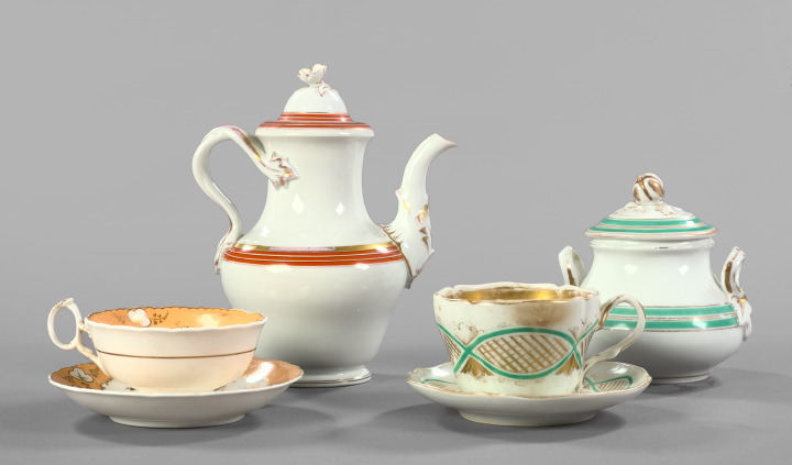 Appraisal: Interesting Six-Piece Collection of French and English Porcelain comprising an