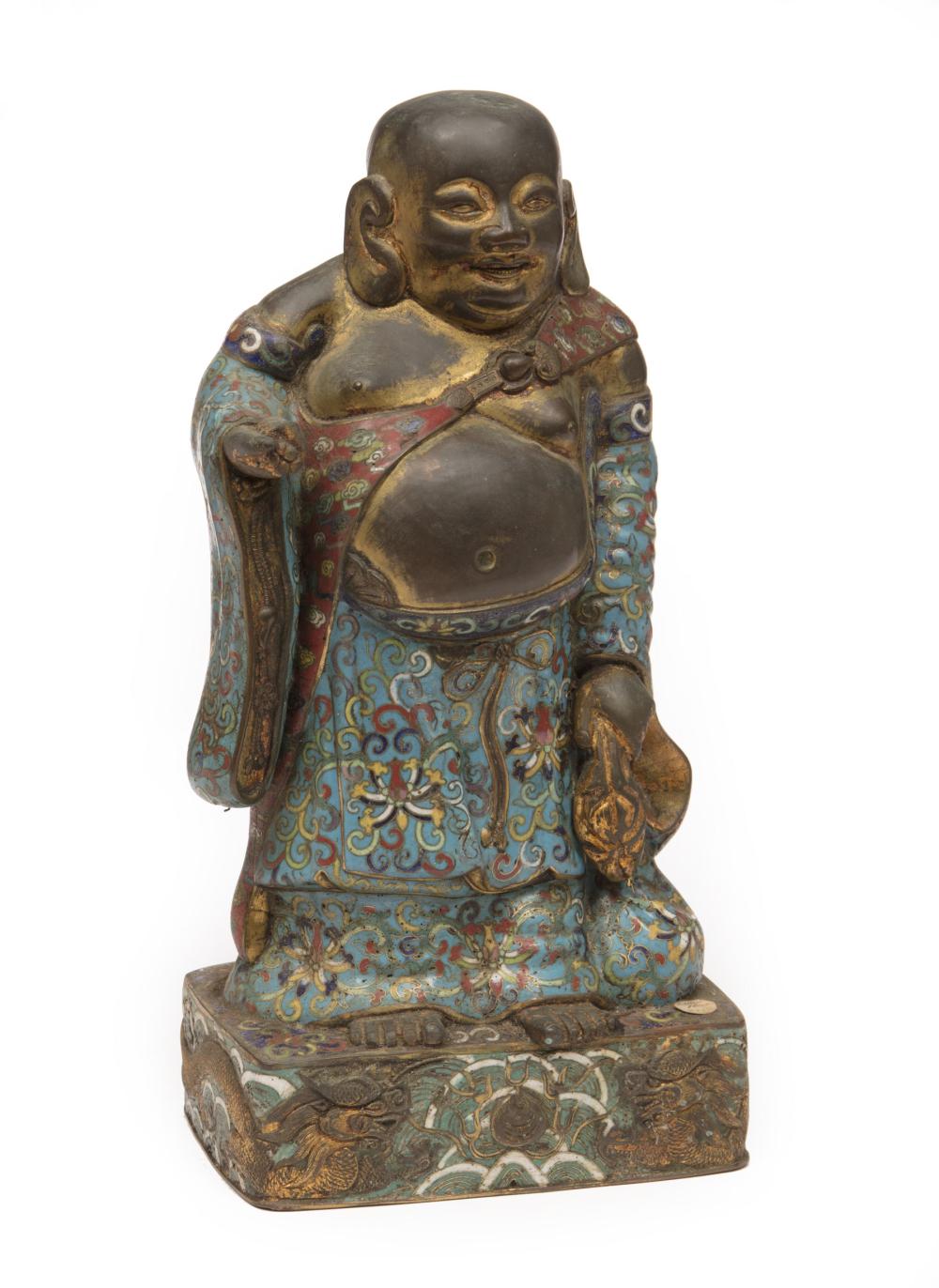 Appraisal: Chinese Cloisonne Enamel and Brass Figure of Budhai th c