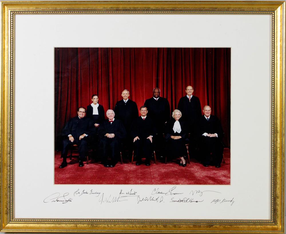 Appraisal: SUPREME COURT PHOTOGRAPH SIGNED BY ALL NINE JUSTICES Photograph x