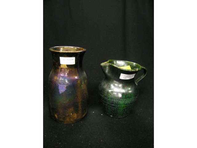 Appraisal: Pcs Art Pottery Iridescent Glaze Vase signed D C W